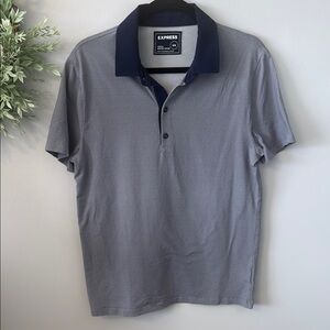 EUC Express Men's Two-Tone Polo Shirt - Gray and Navy Size Medium